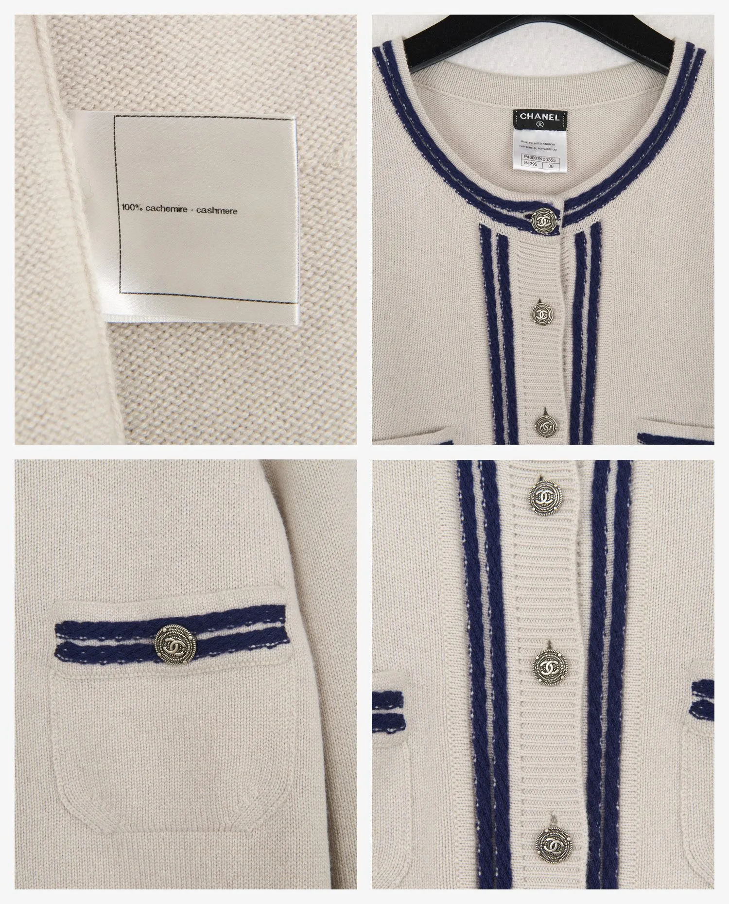 Gilet Chanel cachemire bicolore - Photo 4