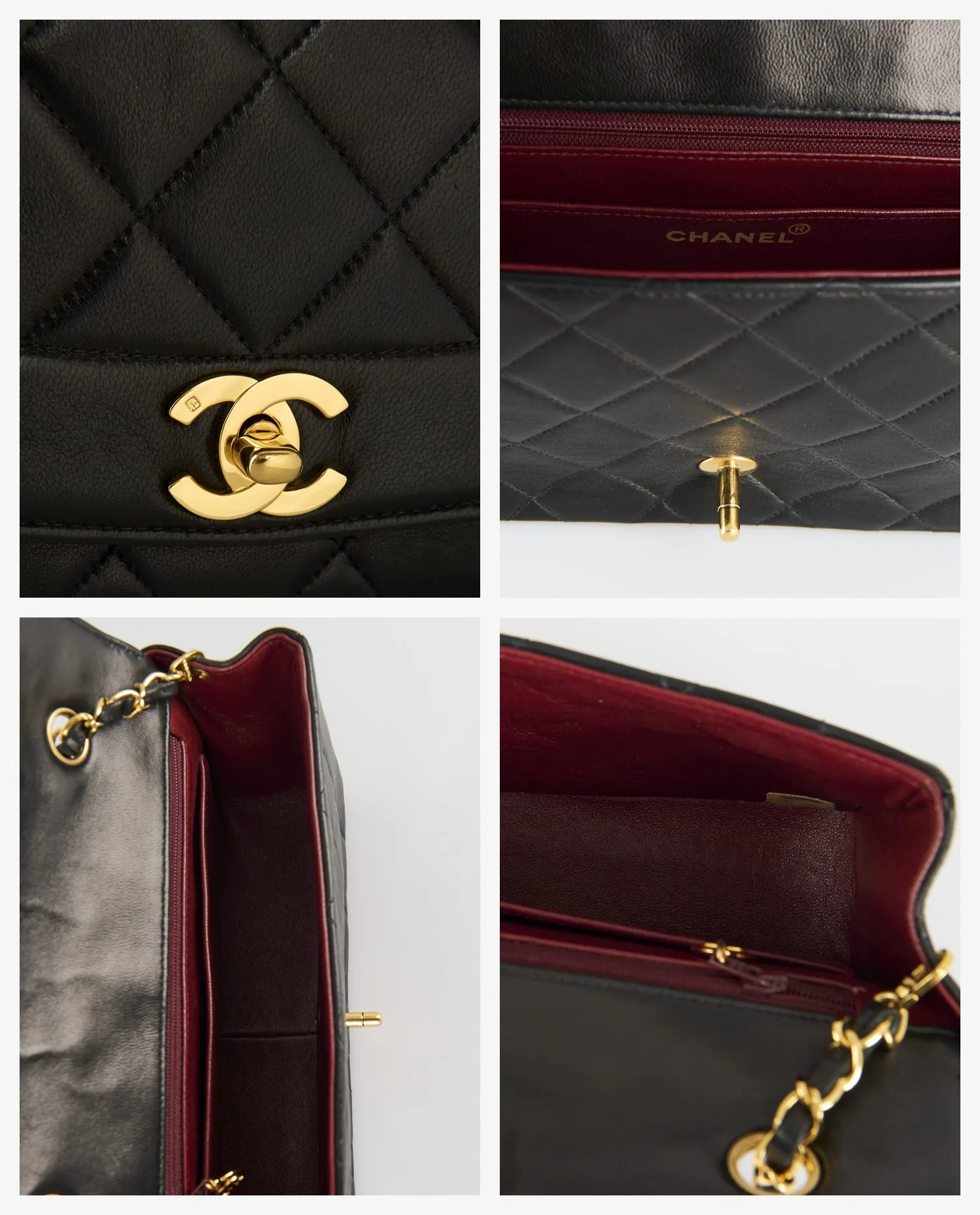 Sac Diana 25cm Chanel cuir agneau noir - Photo 7