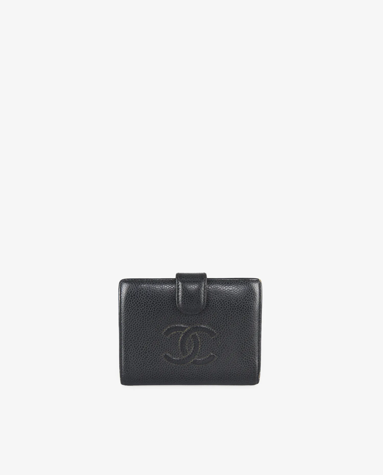 Portefeuille Chanel cuir grainé noir vintage - Photo 1