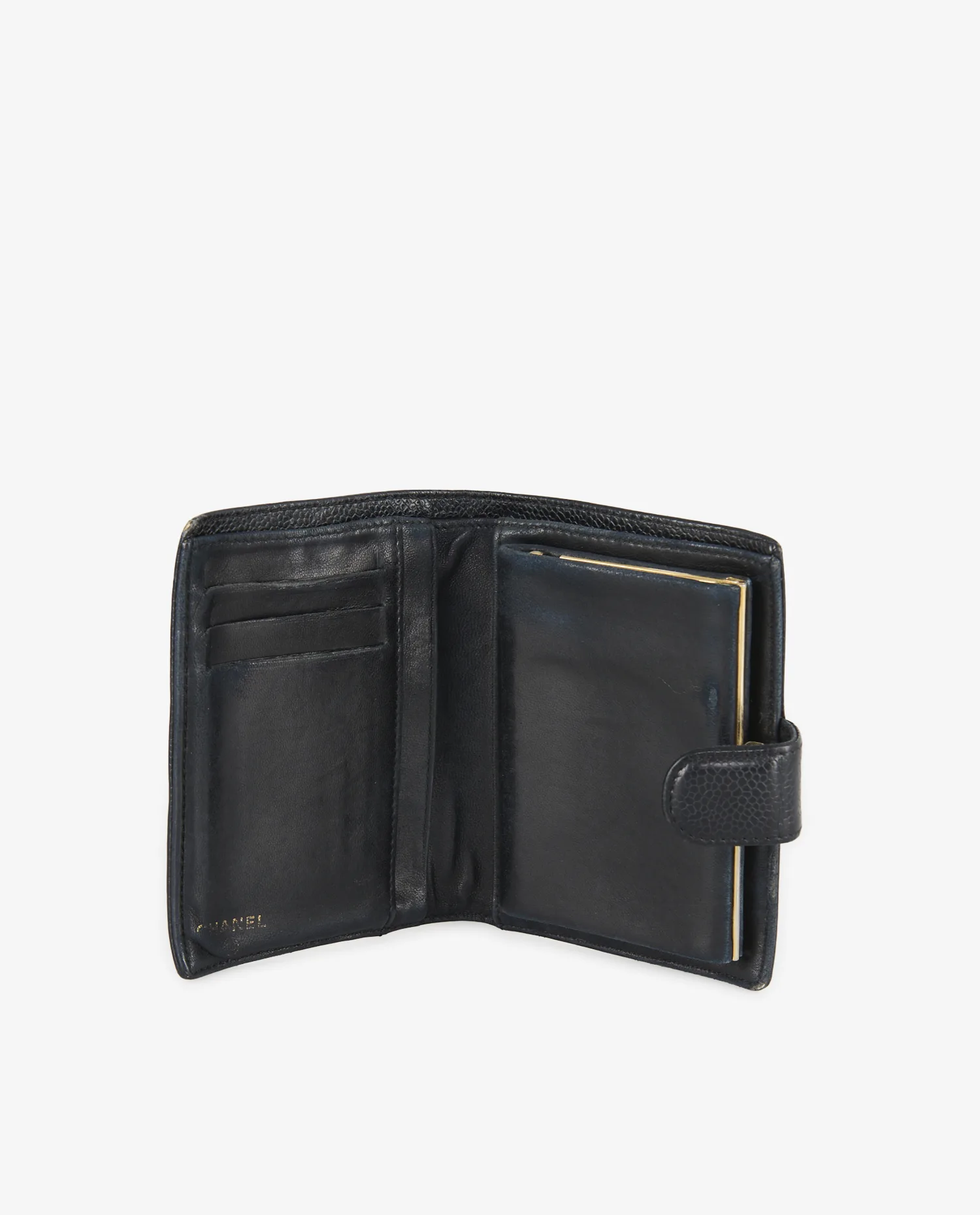 Portefeuille Chanel cuir grainé noir vintage - Photo 5