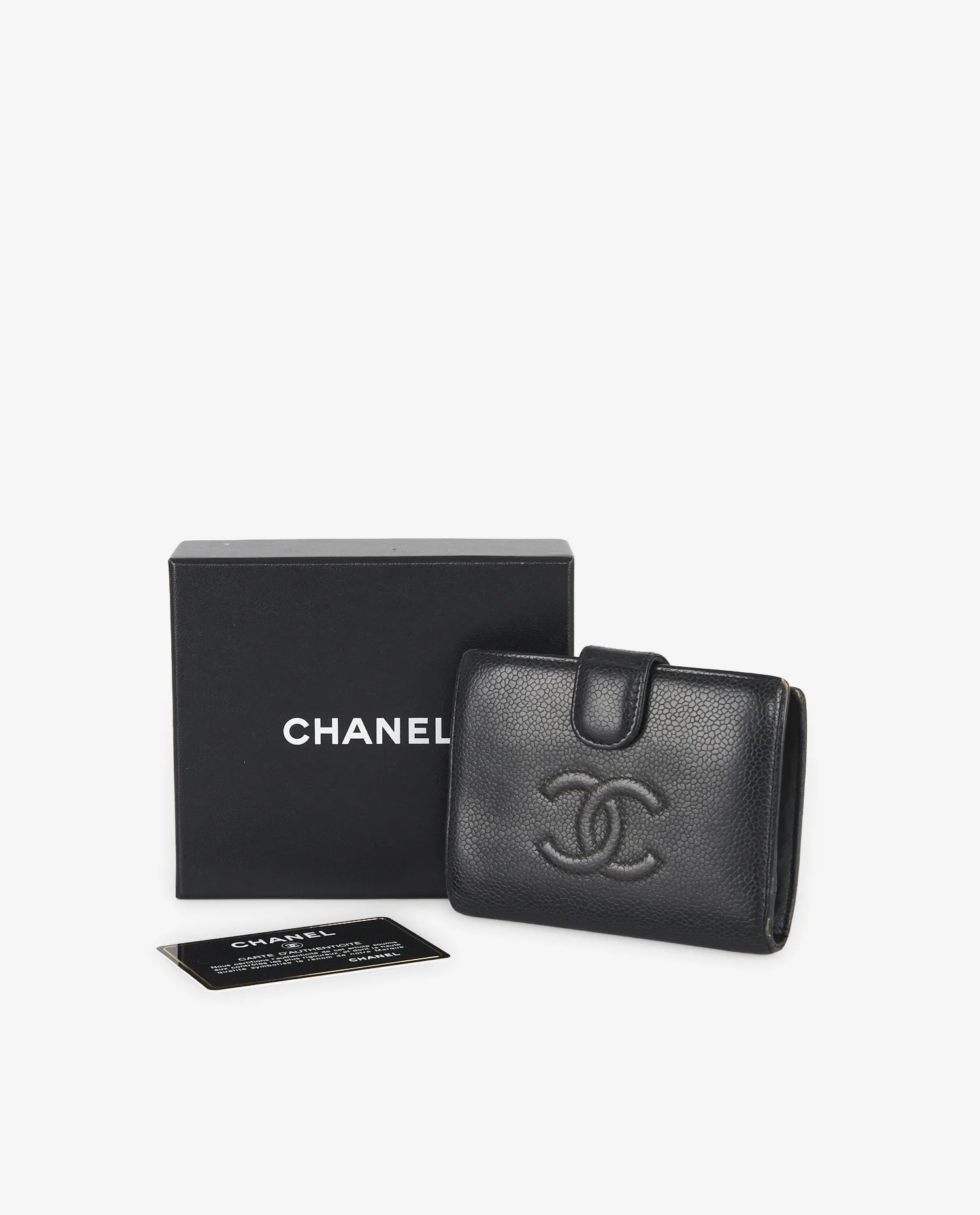 Portefeuille Chanel cuir grainé noir vintage - Photo 7