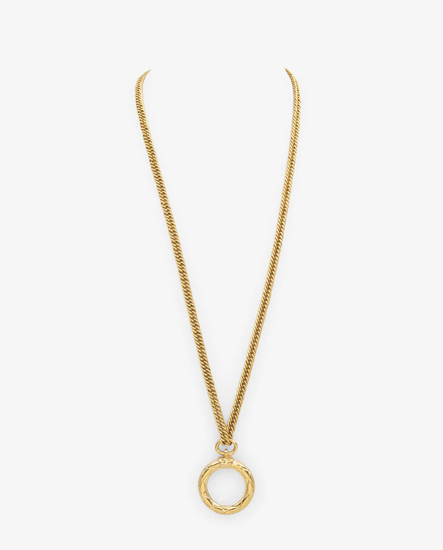 Vintage Chanel Long Necklace magnifying glass golden chain
