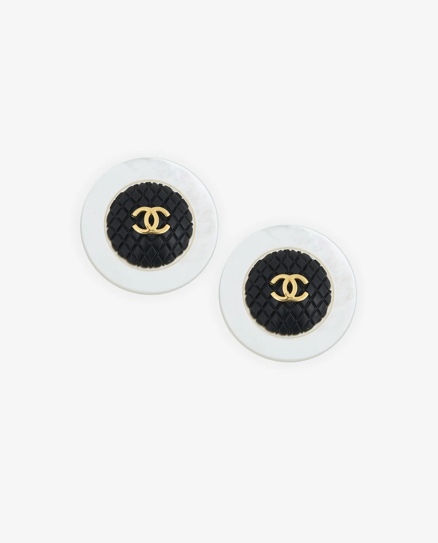 Chanel round mother-of-pearl clips - Photo 1