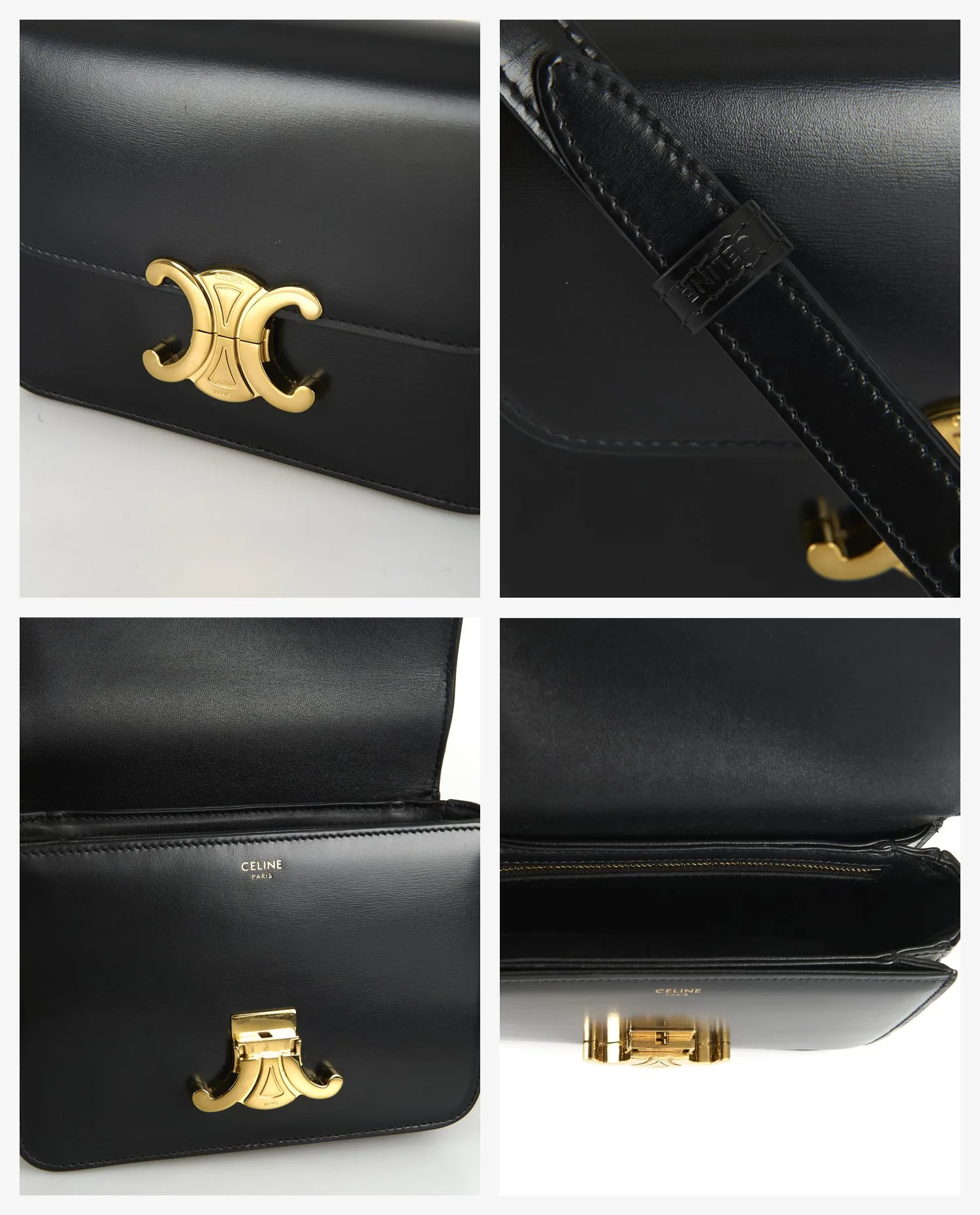 Sac Triomphe Teen Celine veau noir - Photo 7