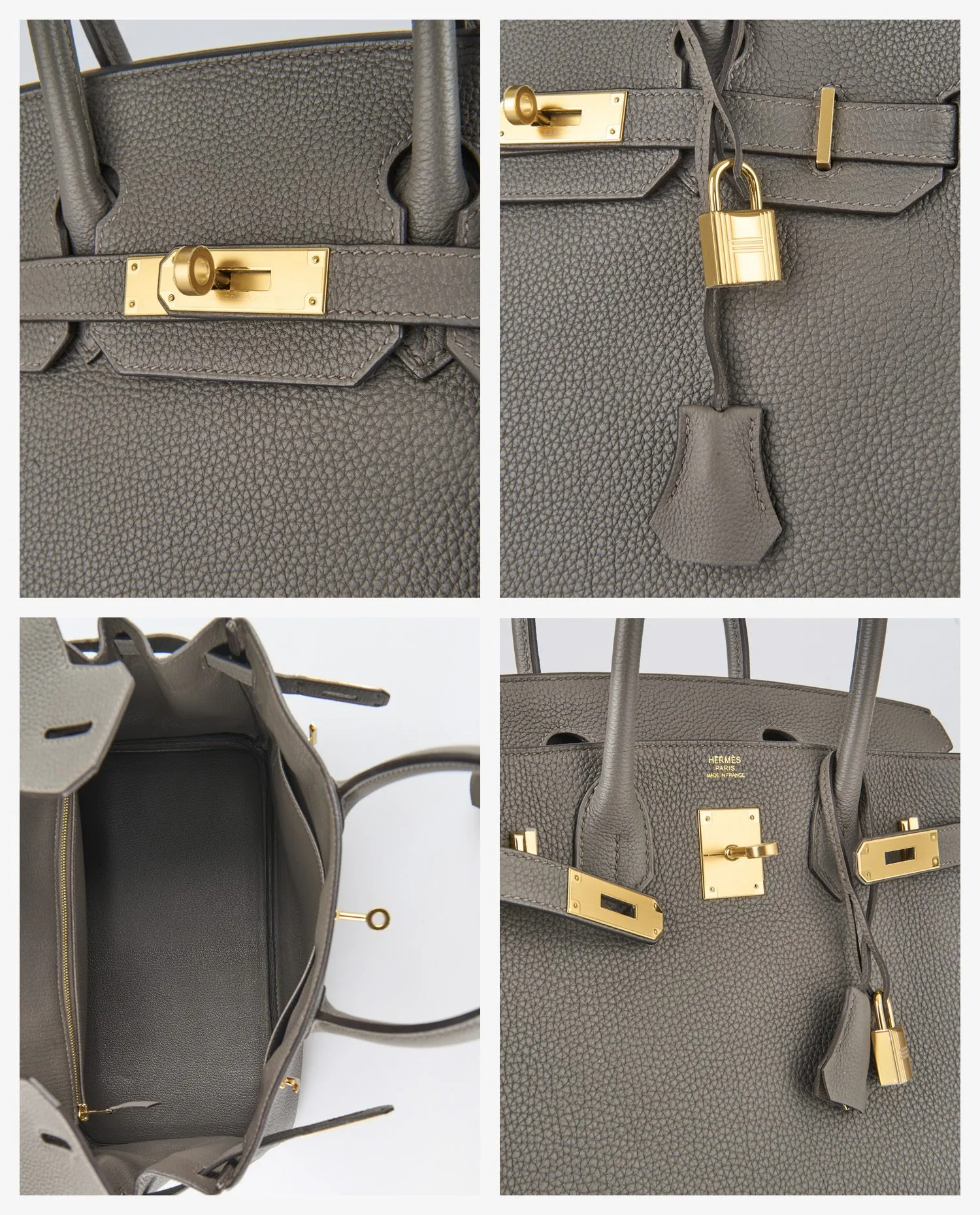 Birkin 30 Hermès cuir togo étain - Photo 7