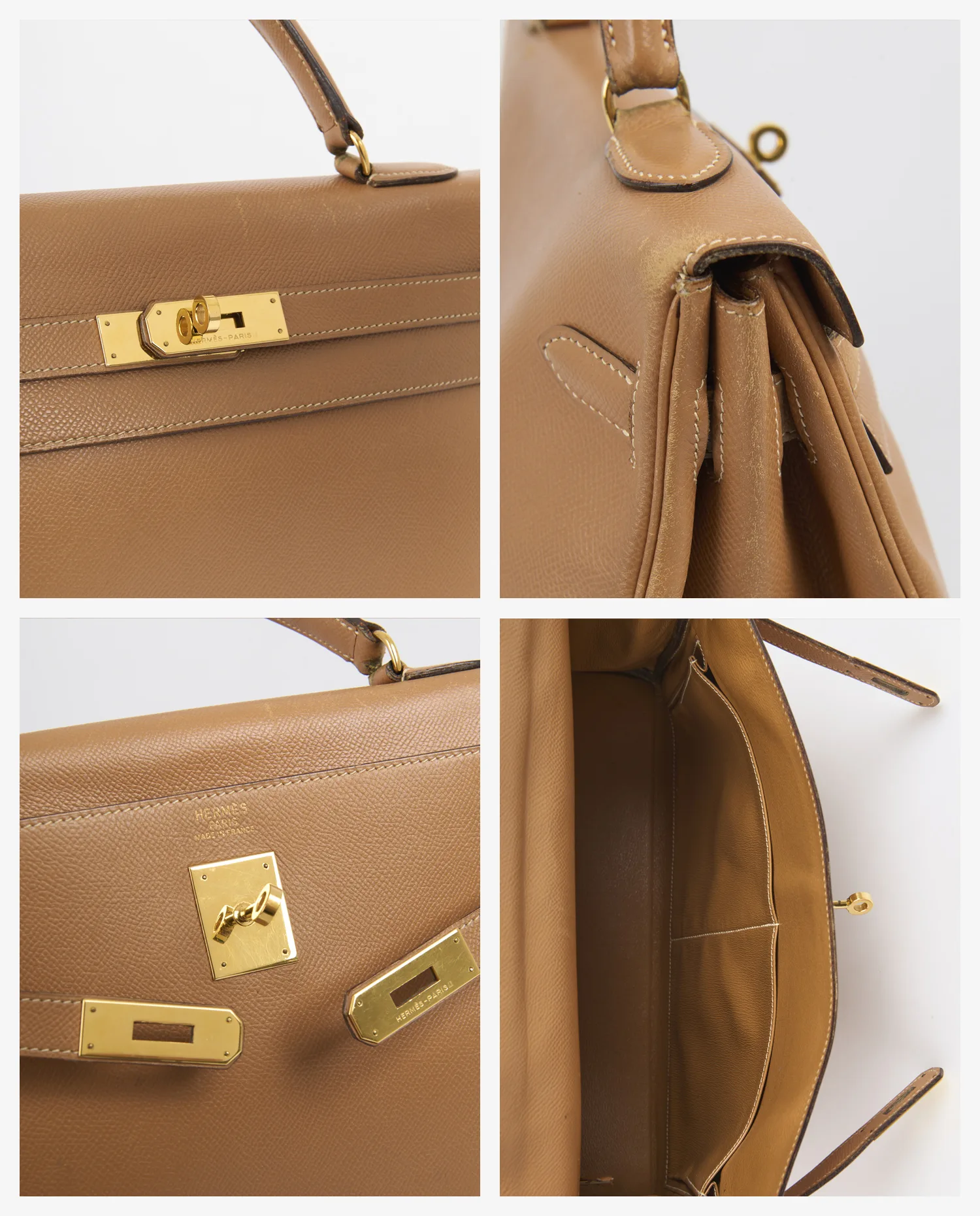 Kelly 35 Hermès cuir courchevel gold – Image 7