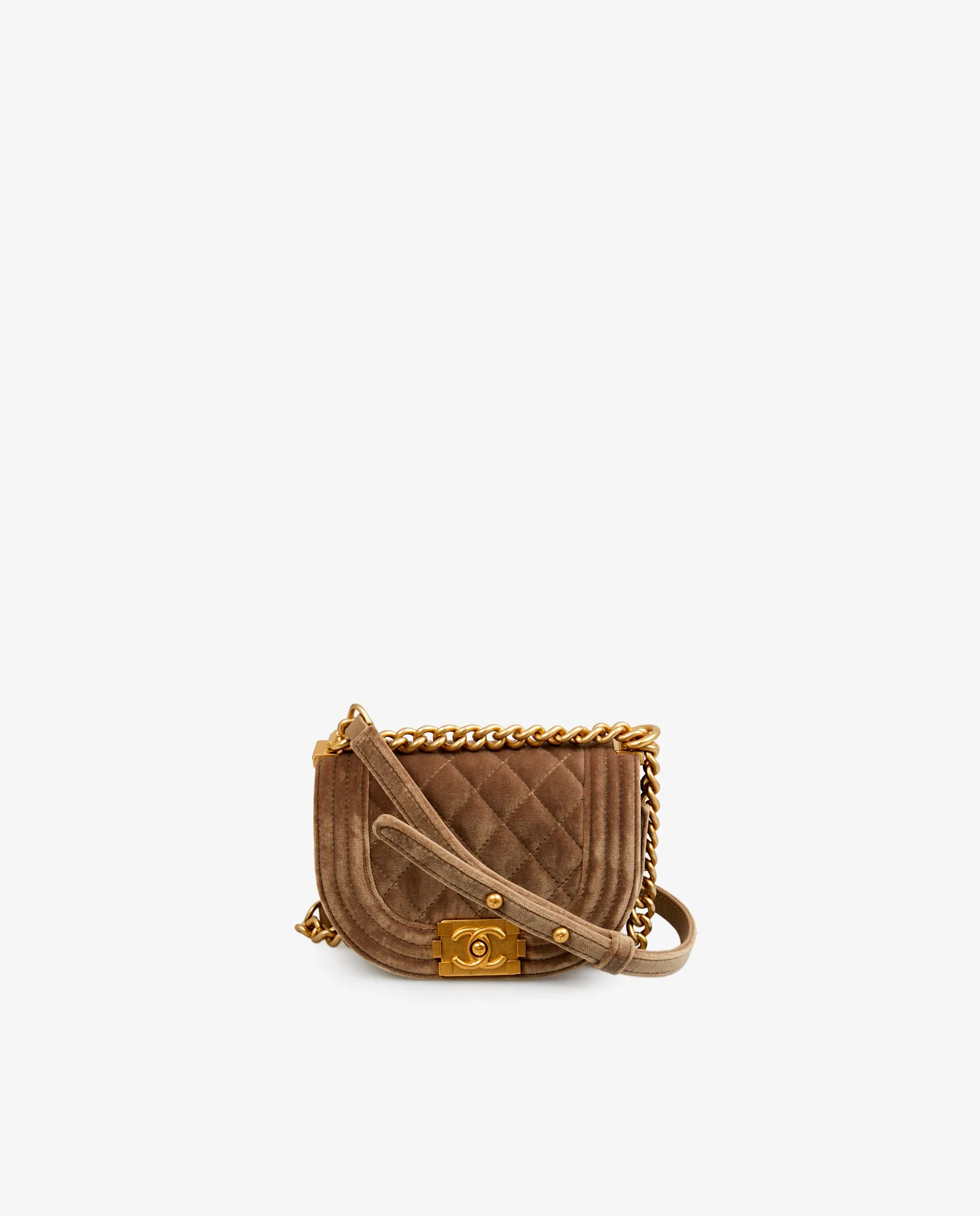 Mini sac Boy Chanel velours beige