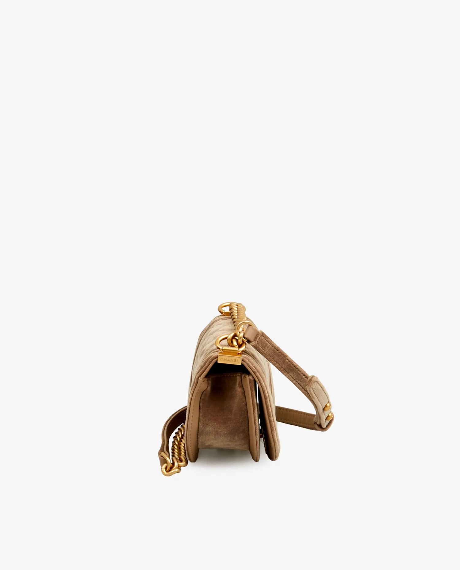 Mini sac Boy Chanel velours beige – Image 3