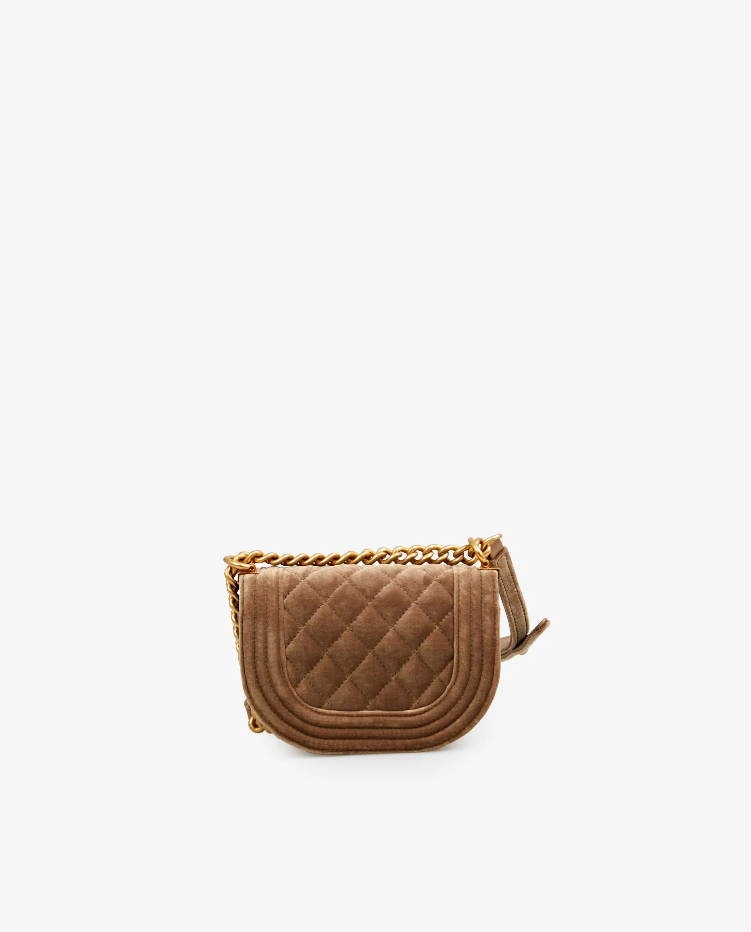 Mini sac Boy Chanel velours beige – Image 4