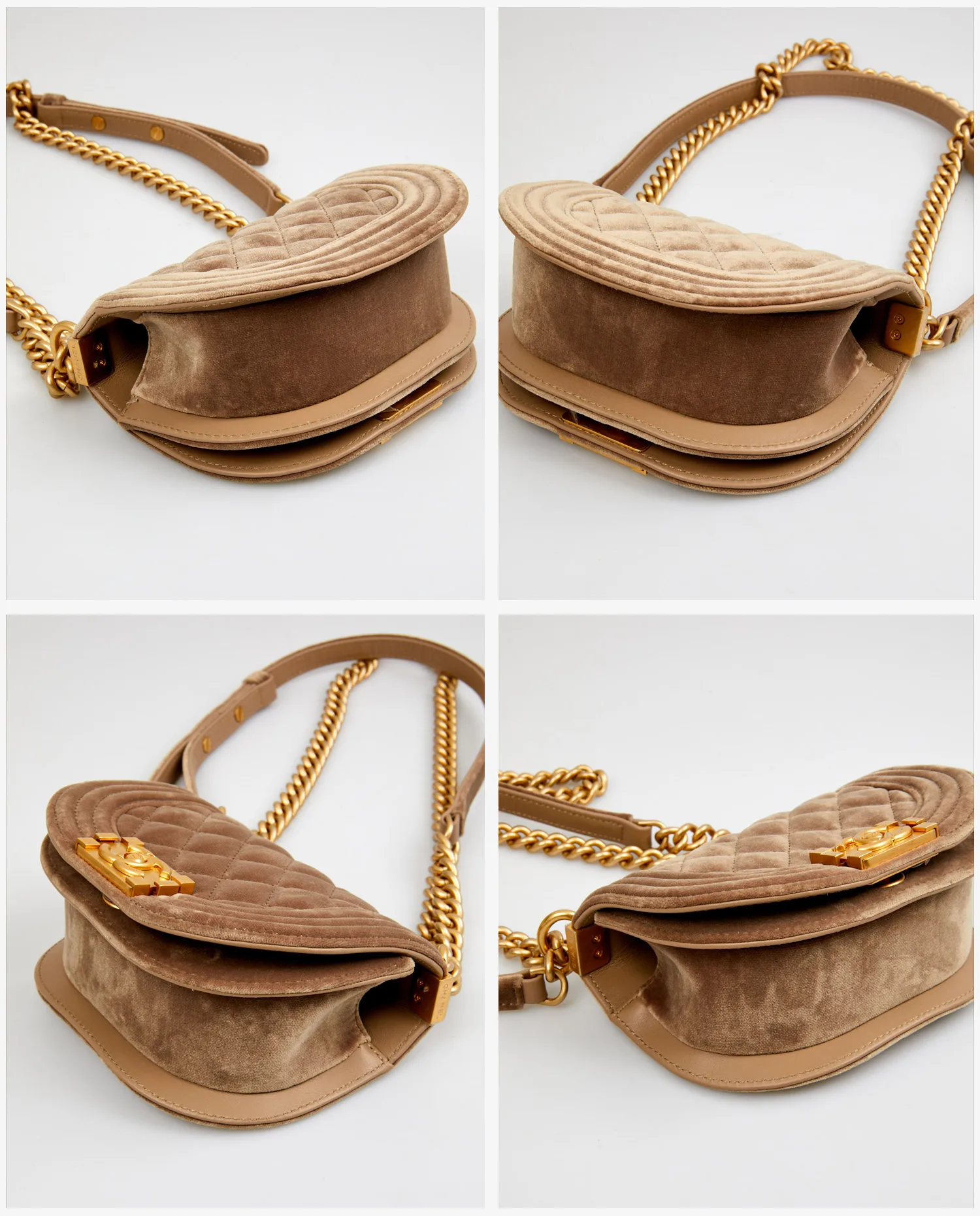 Mini sac Boy Chanel velours beige – Image 6