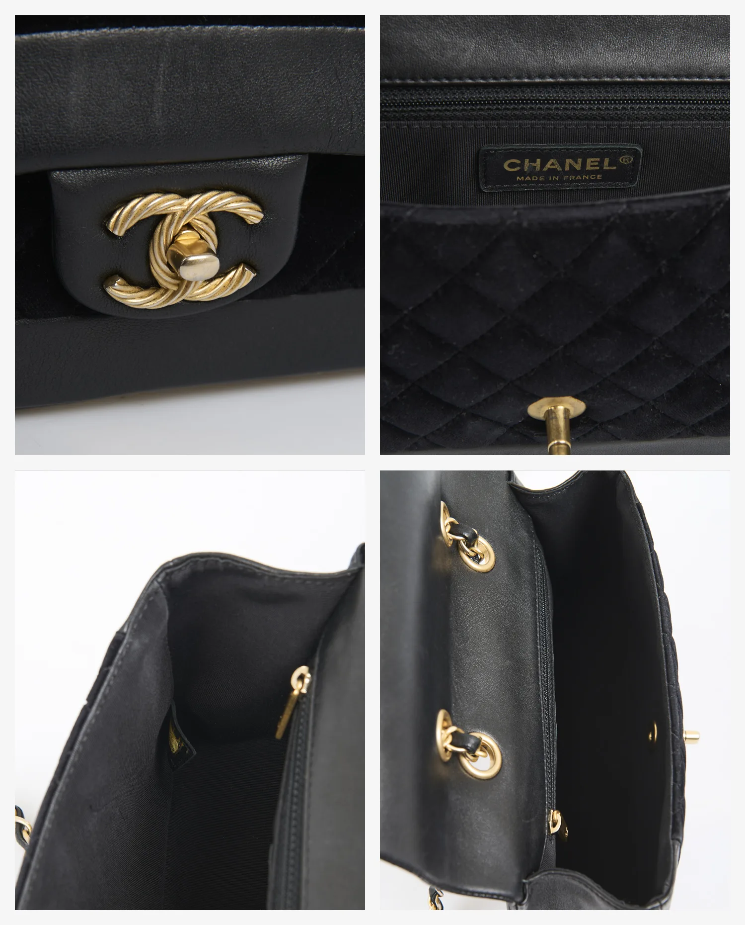 Sac Chanel cuir/suède noir – Image 7