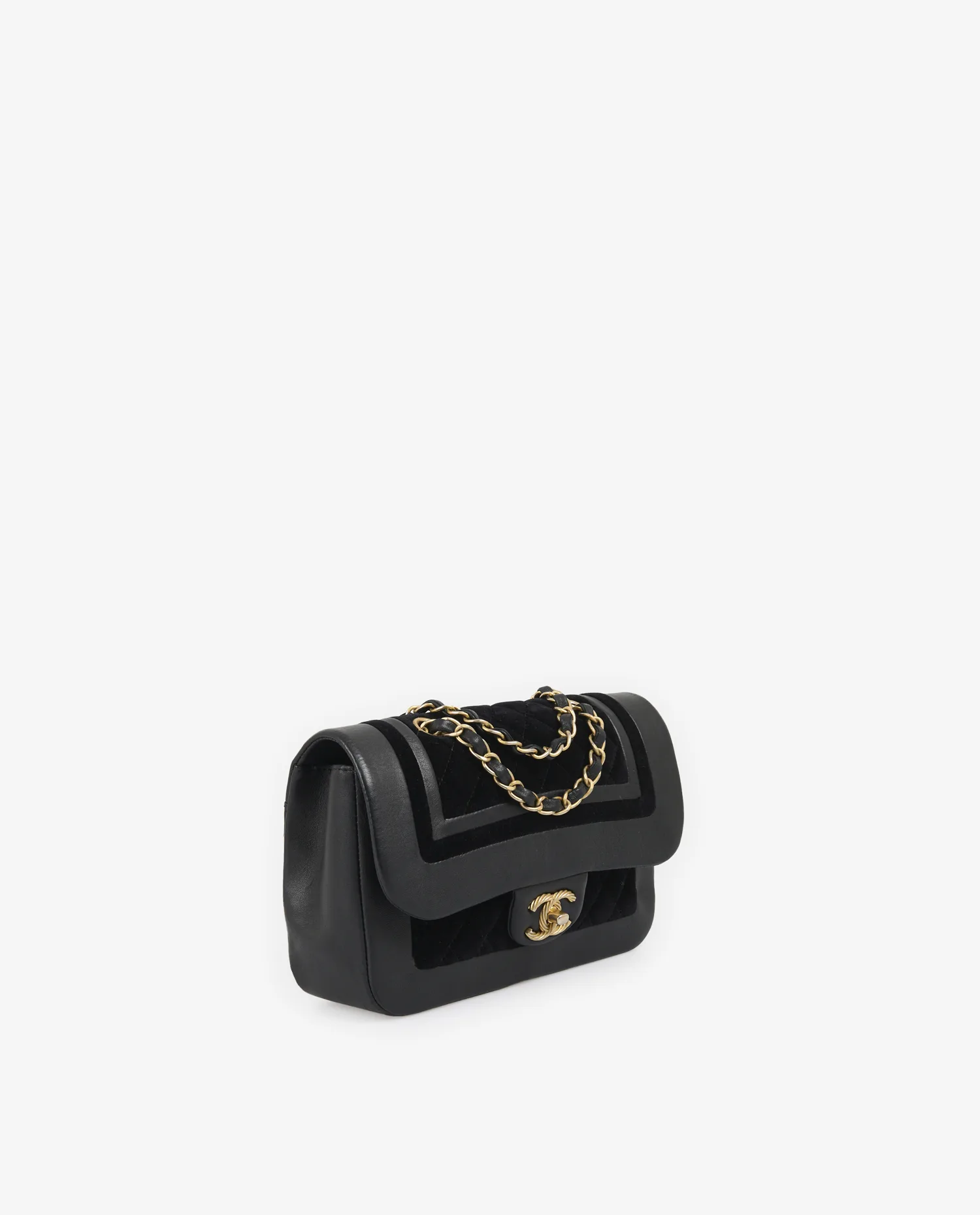 Sac Chanel cuir/suède noir – Image 2