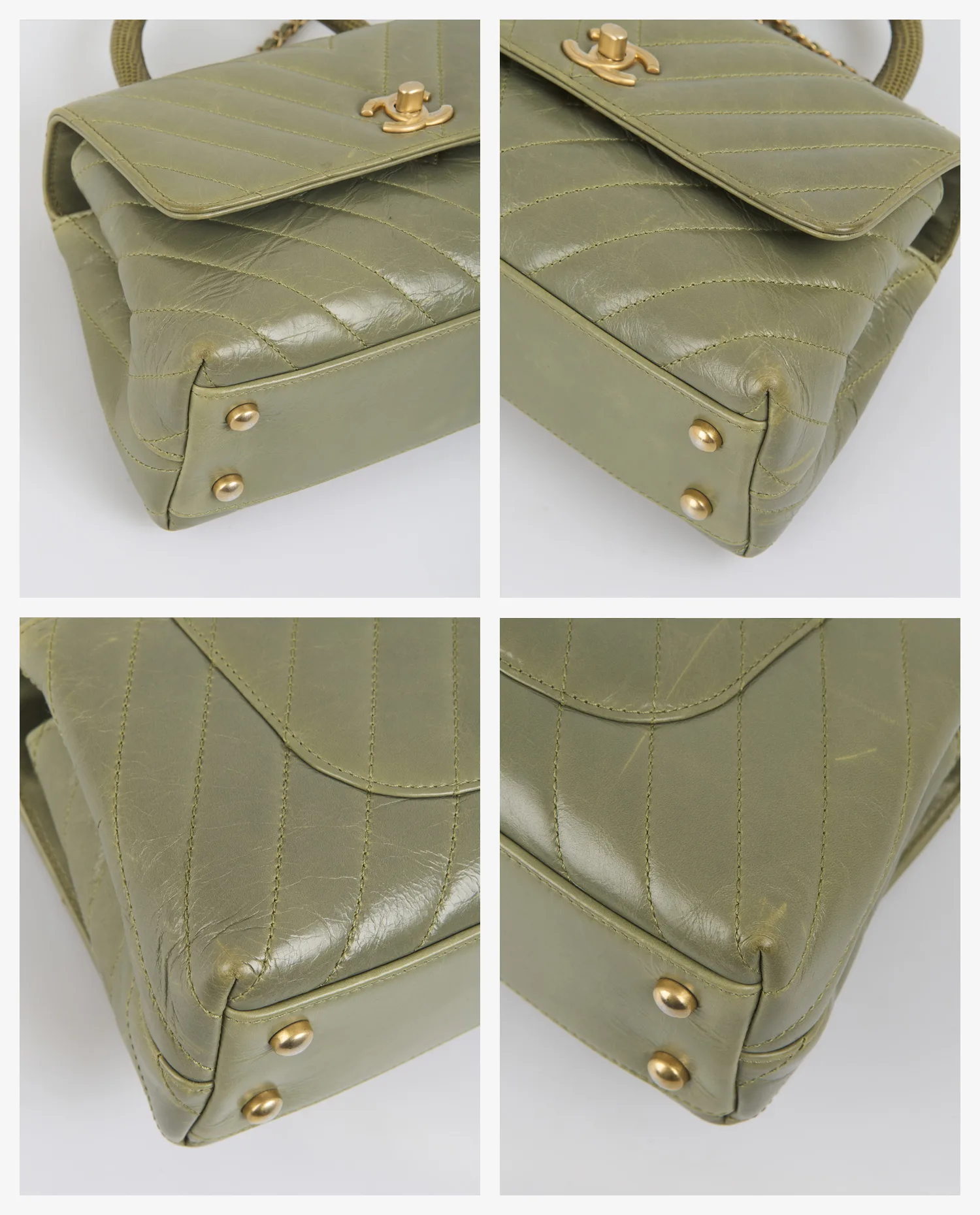 Sac Chanel Coco Handle cuir vert – Image 6
