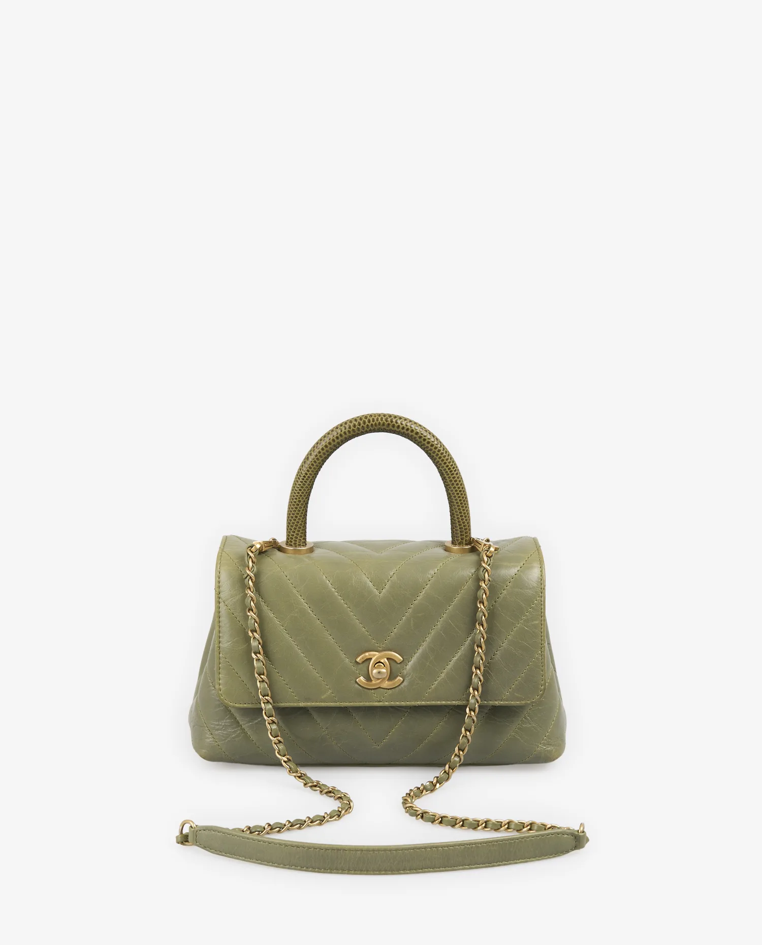 Sac Chanel Coco Handle cuir vert