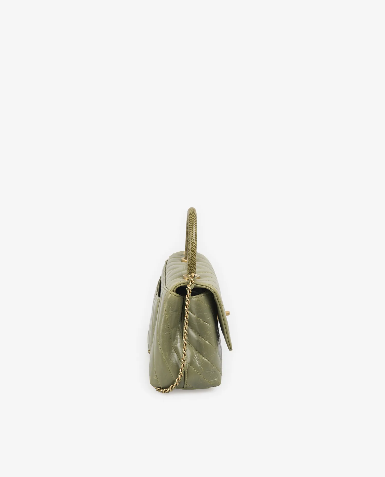 Sac Chanel Coco Handle cuir vert – Image 3