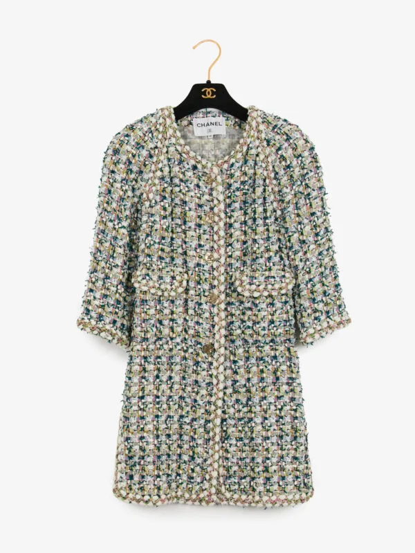 Veste longue Chanel tweed multicolore