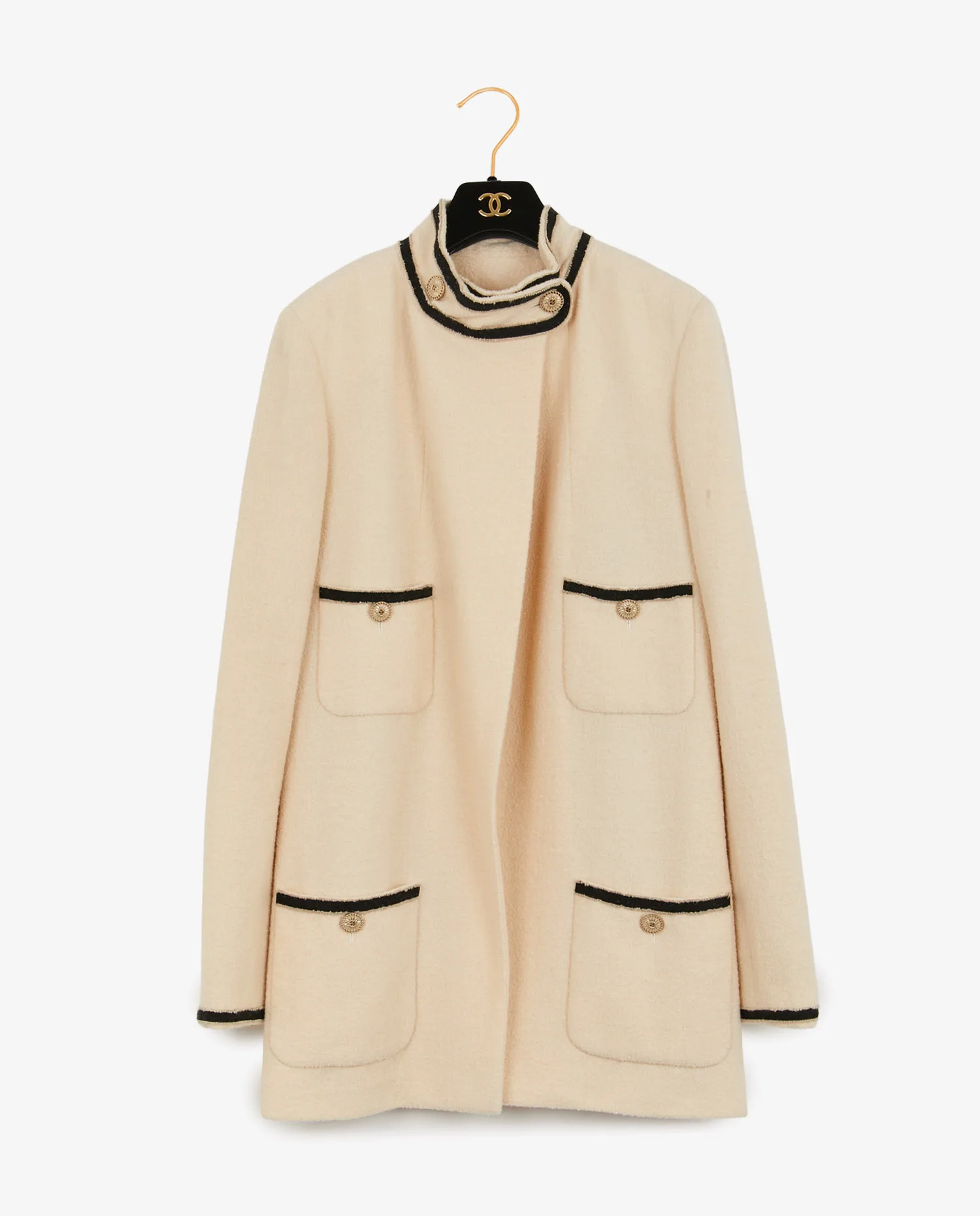 Veste longue Chanel tweed écru