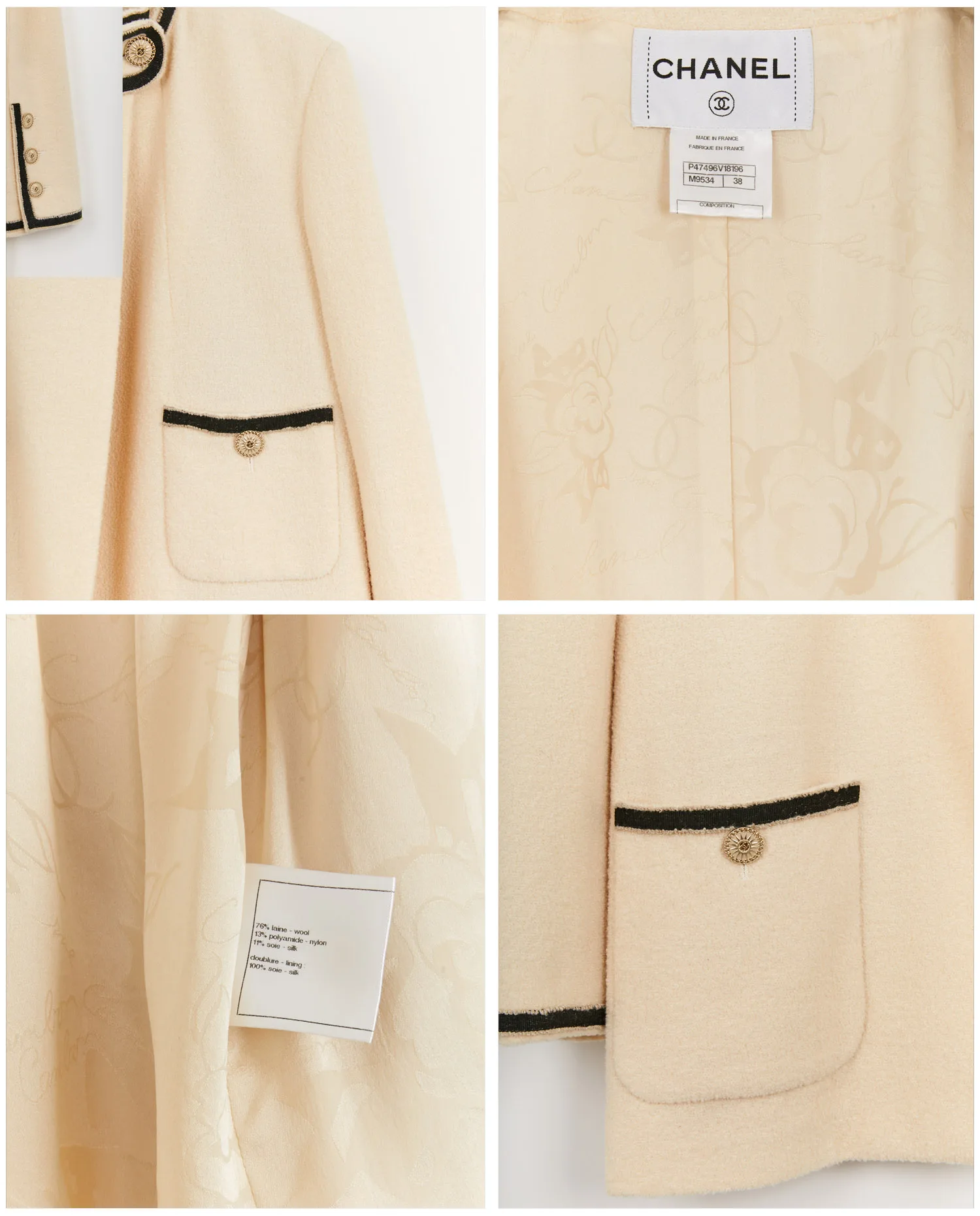 Veste longue Chanel tweed écru – Image 4