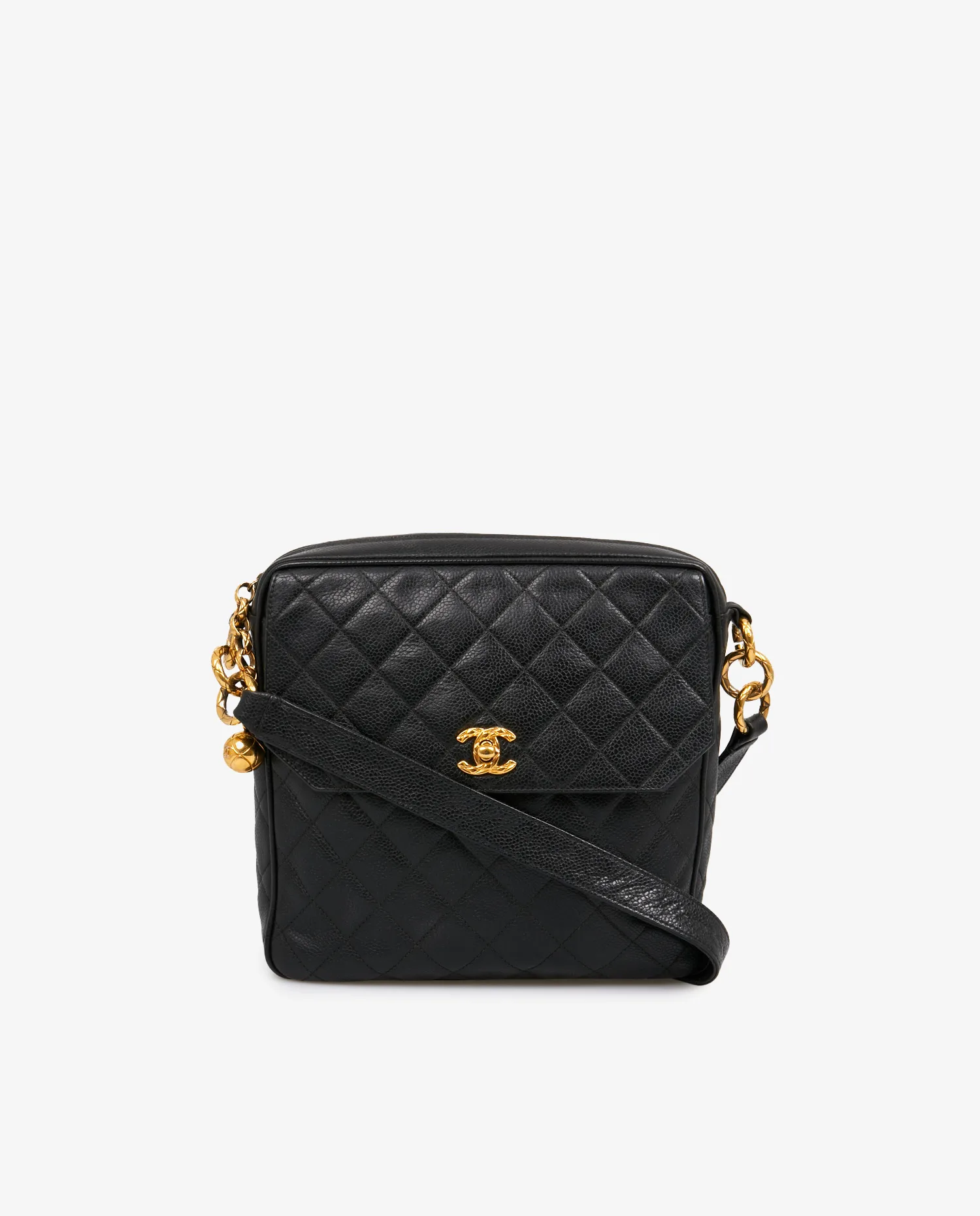 Sacoche Chanel cuir grainé noir