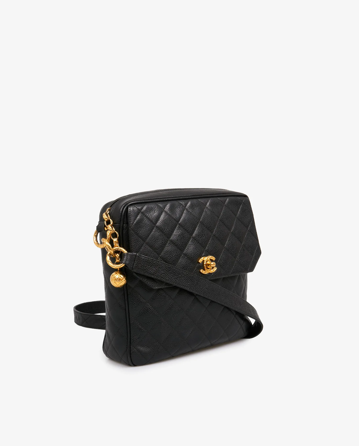 Sacoche Chanel cuir grainé noir – Image 2