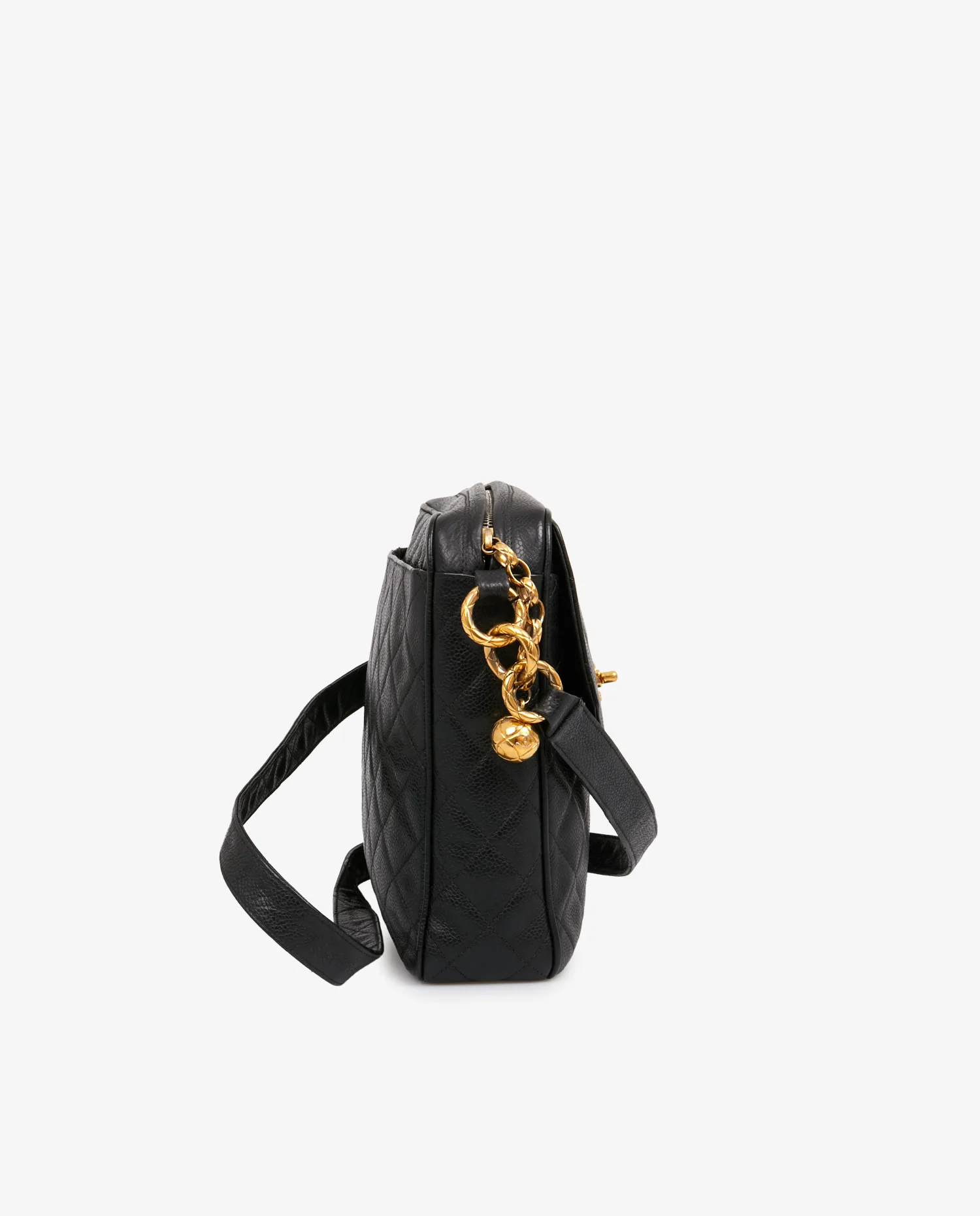 Sacoche Chanel cuir grainé noir – Image 3