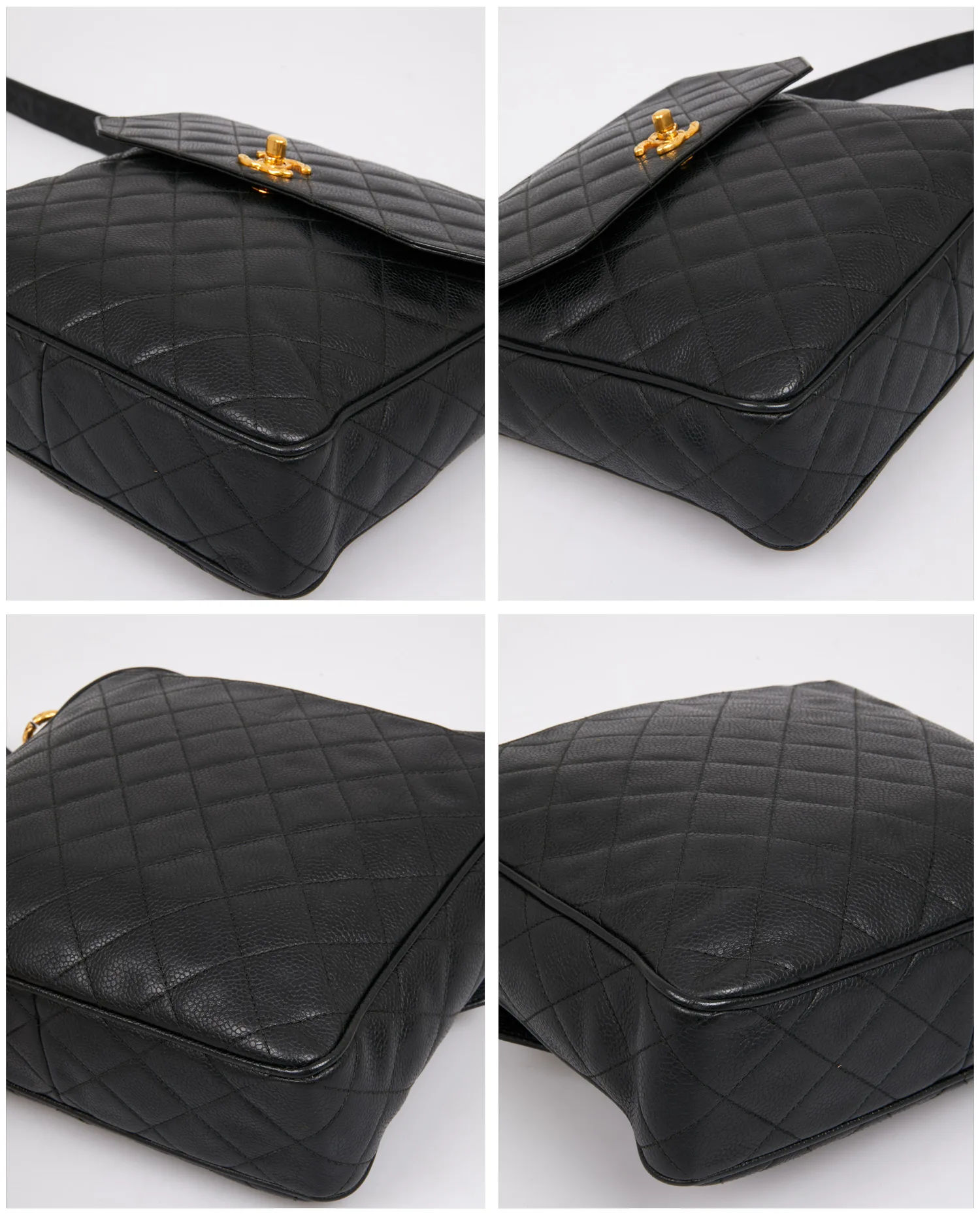 Sacoche Chanel cuir grainé noir – Image 6