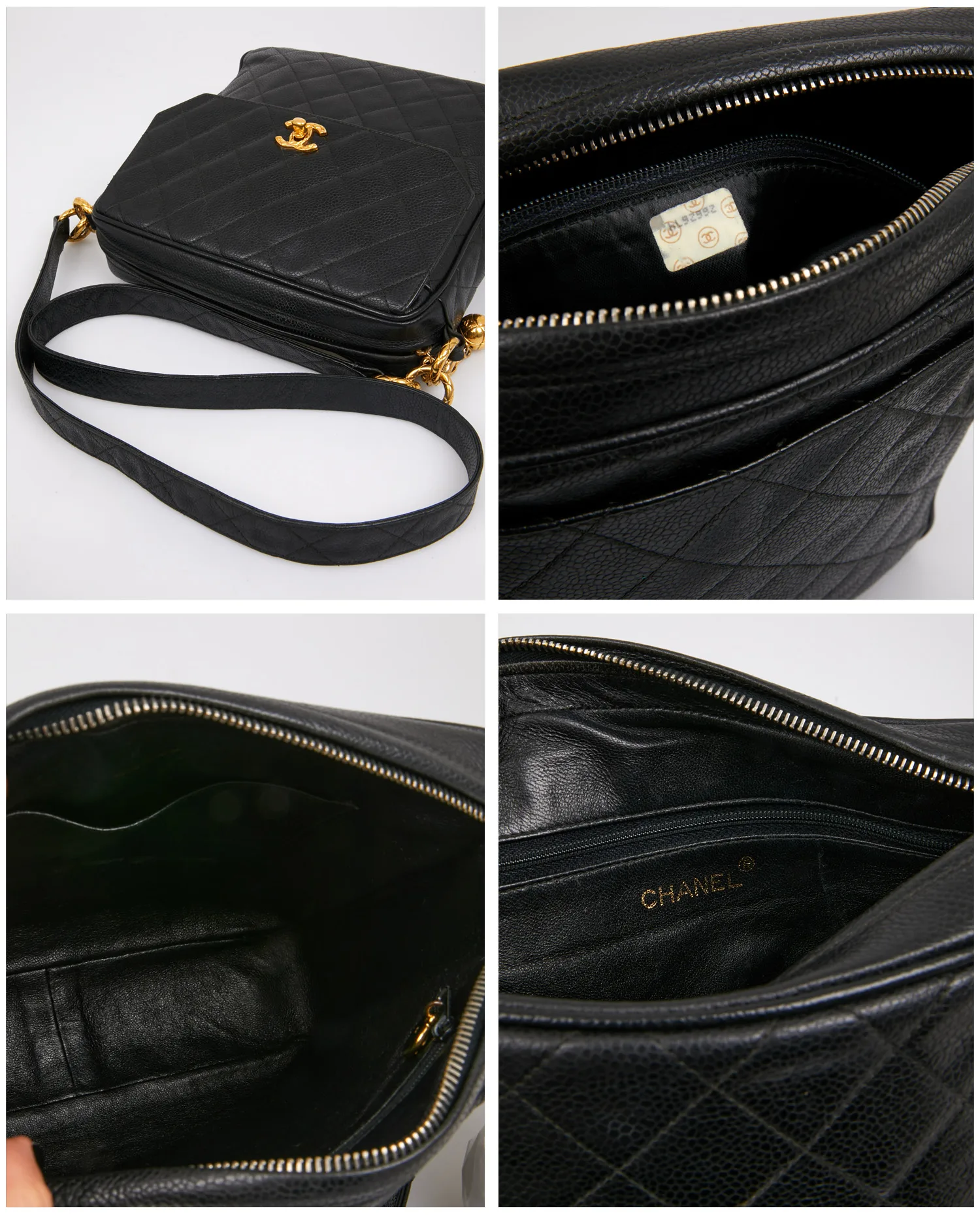 Sacoche Chanel cuir grainé noir – Image 7