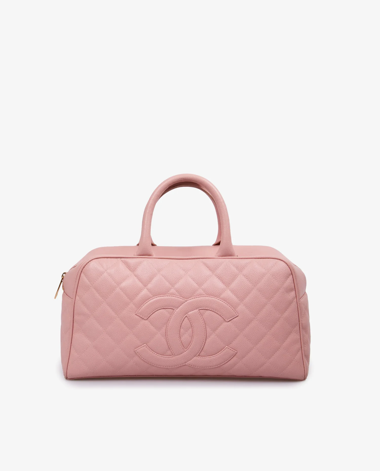 Sac Boston Chanel cuir caviar rose pâle