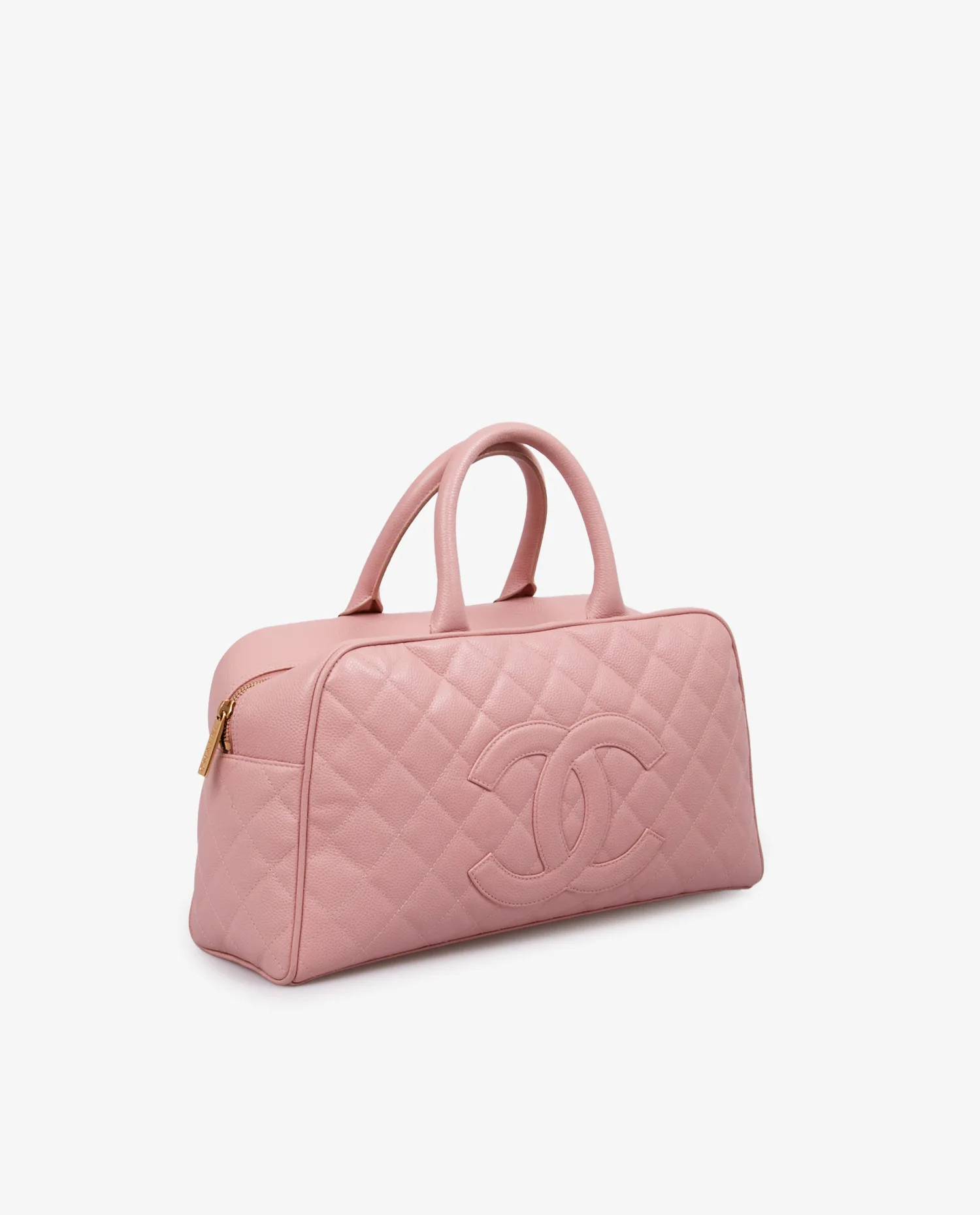 Sac Boston Chanel cuir caviar rose pâle – Image 2