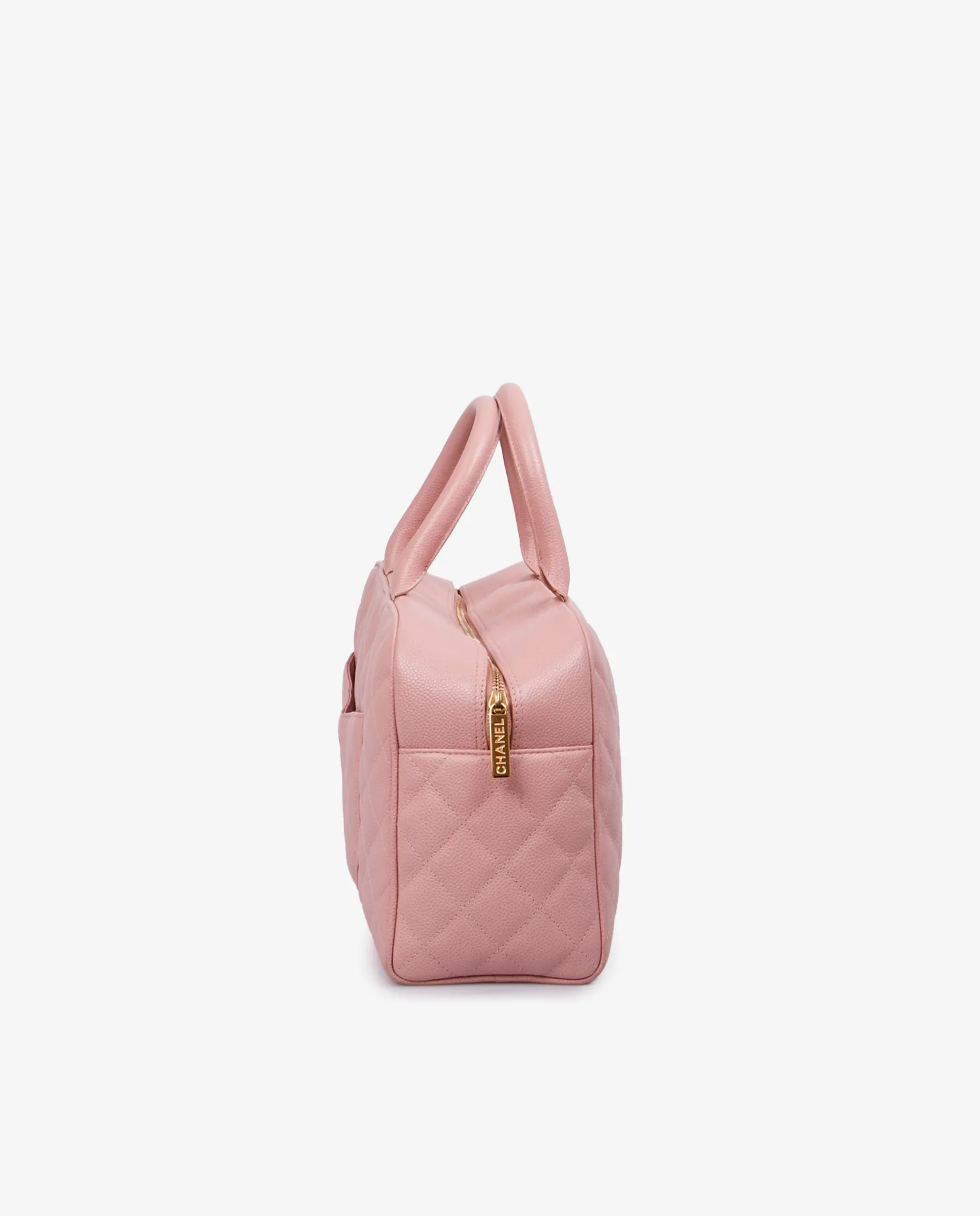 Sac Boston Chanel cuir caviar rose pâle – Image 3