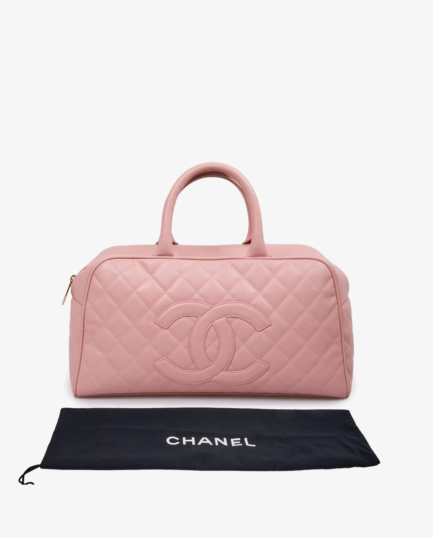 Sac Boston Chanel cuir caviar rose pâle – Image 8