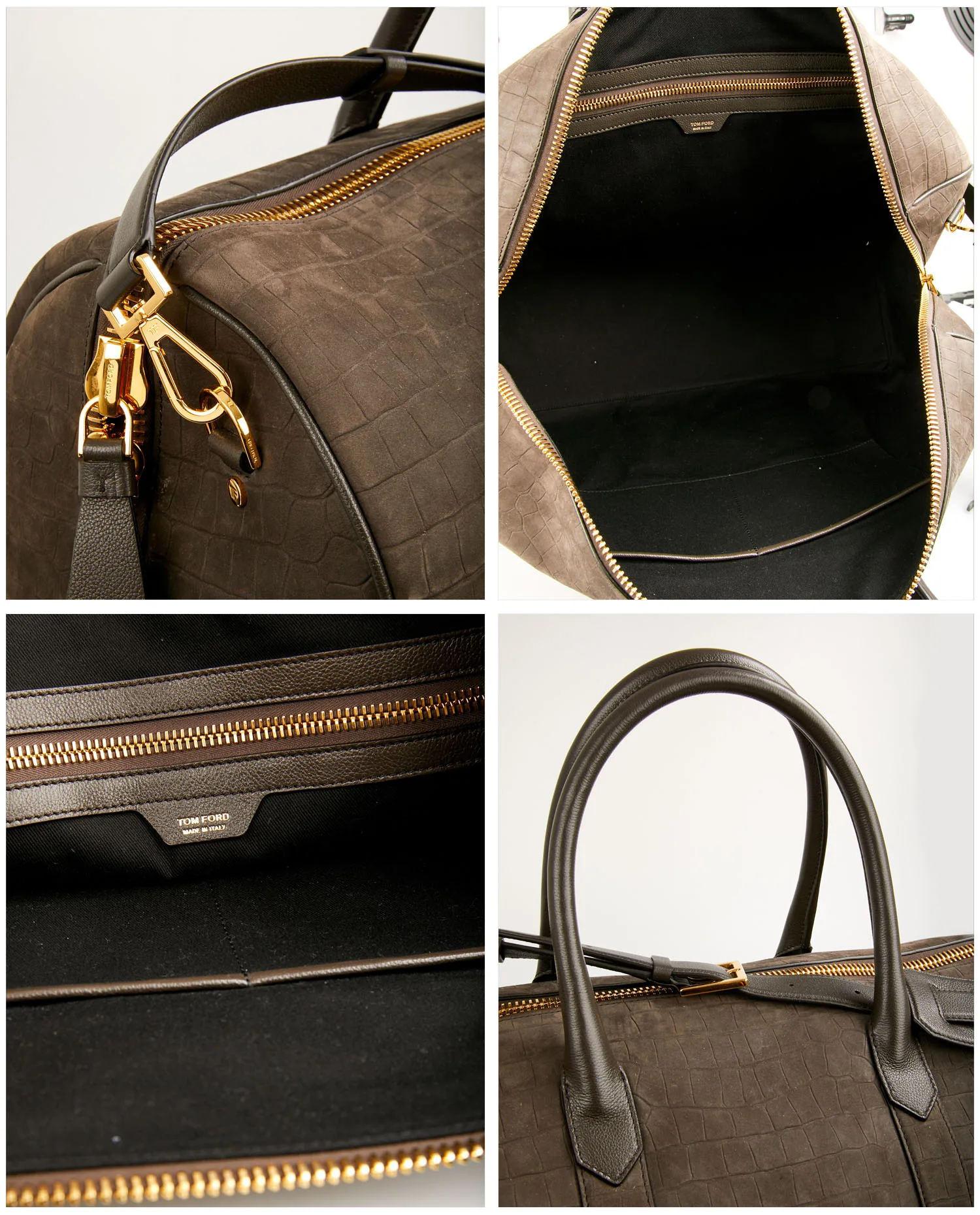 Sac de voyage Tom Ford cuir de veau marron – Image 7