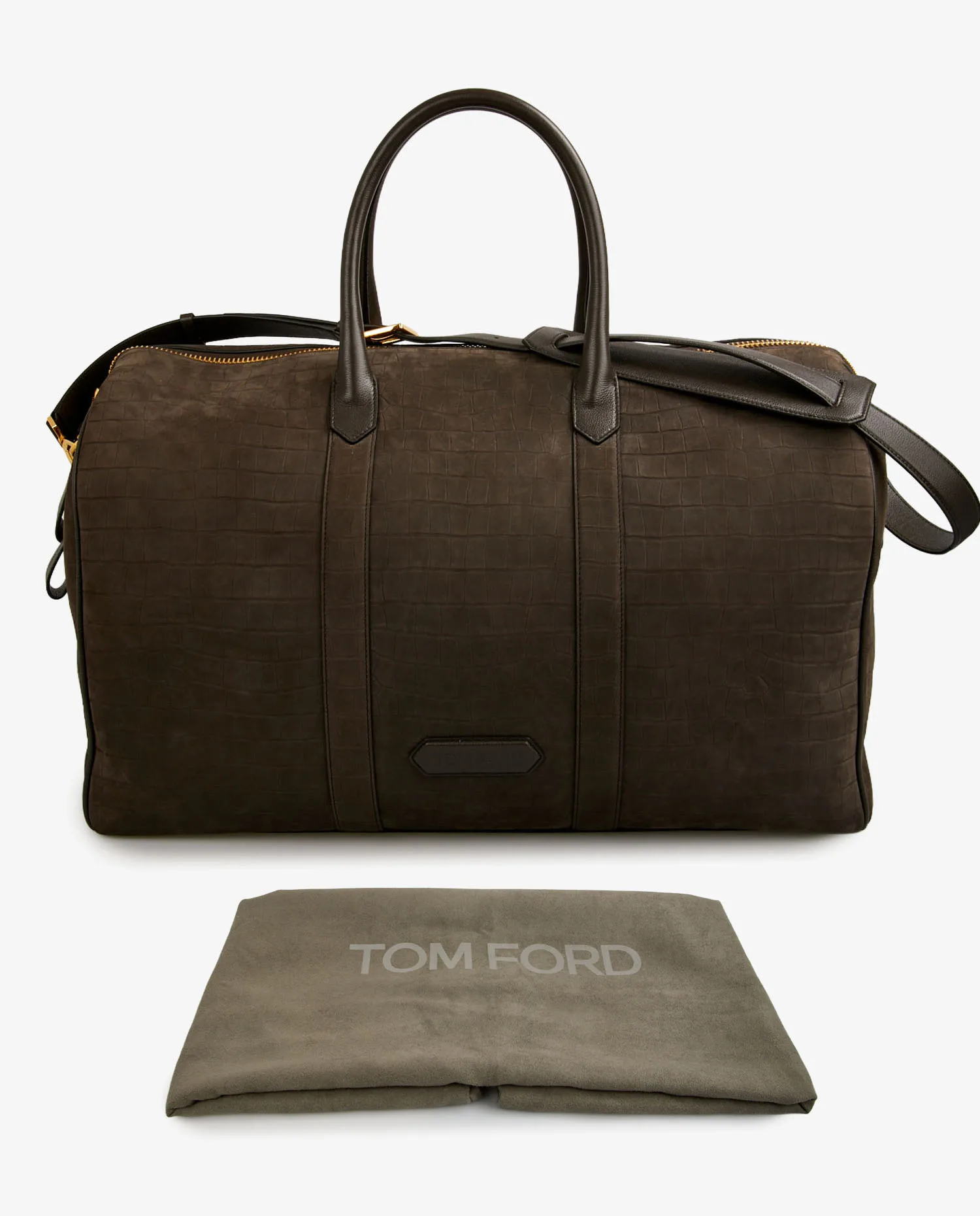 Sac de voyage Tom Ford cuir de veau marron – Image 9