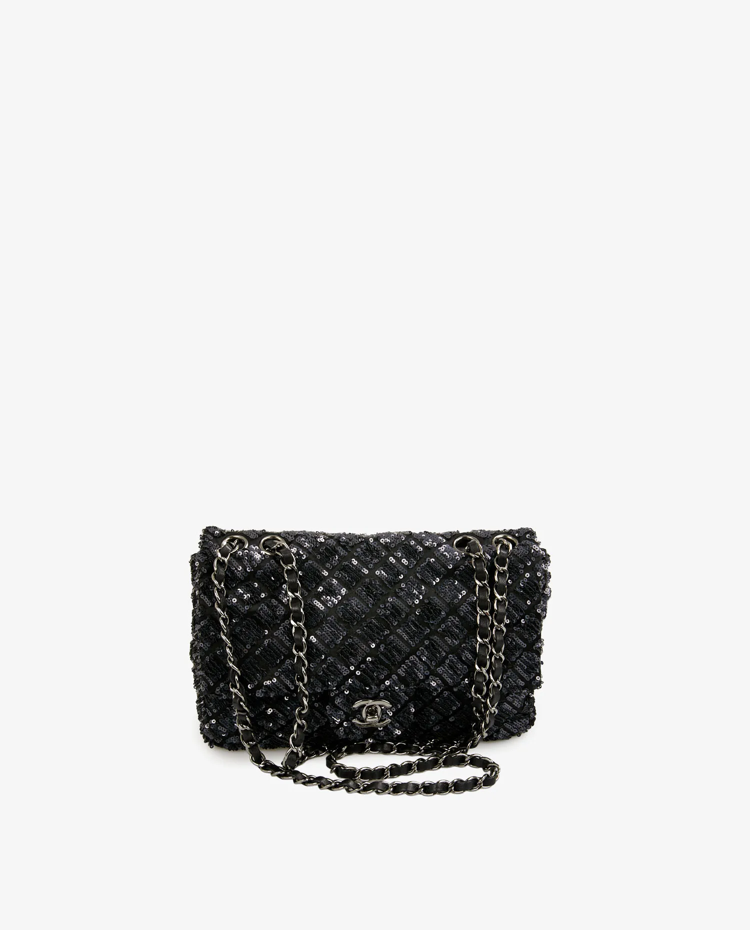 Sac du soir Chanel sequins bleu marine