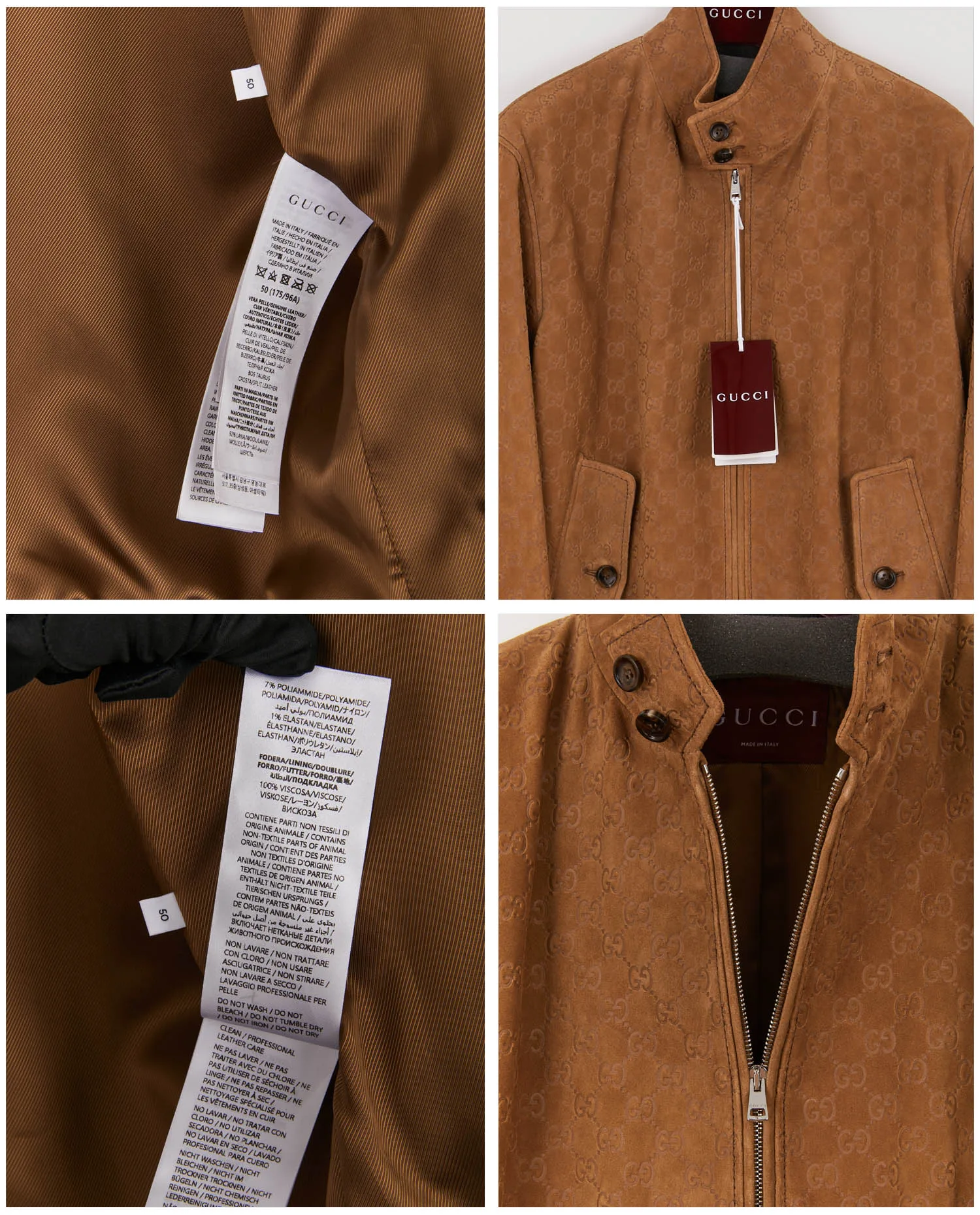 Blouson Gucci Monogram suède marron – Image 4
